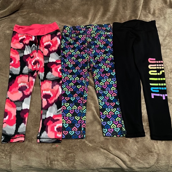 Justice Other - Girls Lot of 3 Leggings Justice, Xersion, Gymgo Size 7/8 Hearts Logo